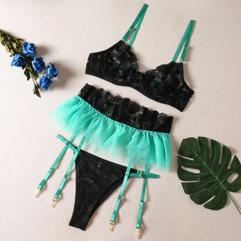 Pattern Lace Sling See-through Underwear Skirt Adjustable Suit