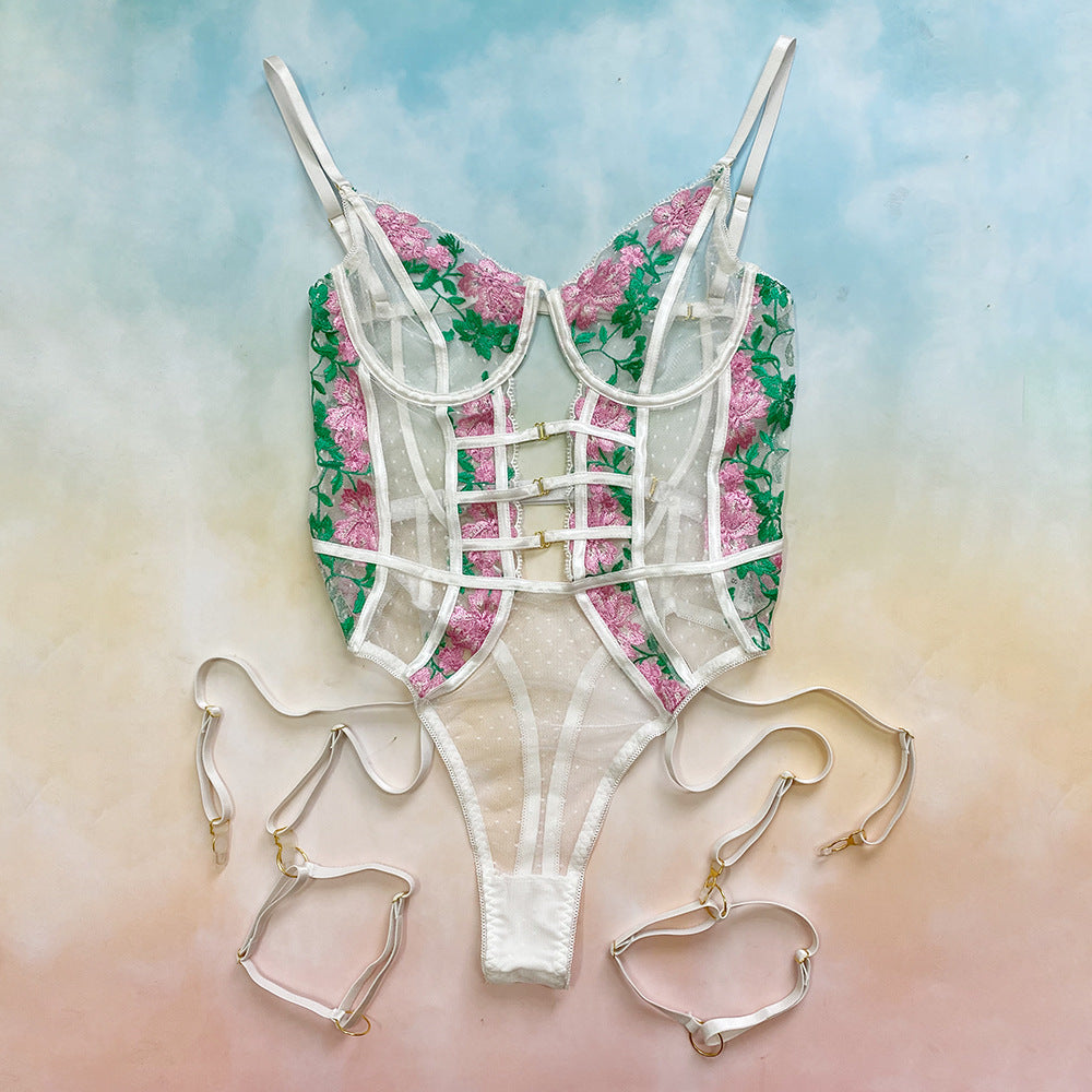 Complex Breasted Decorative Stitching Sexy Underwear Suspender Jumpsuit