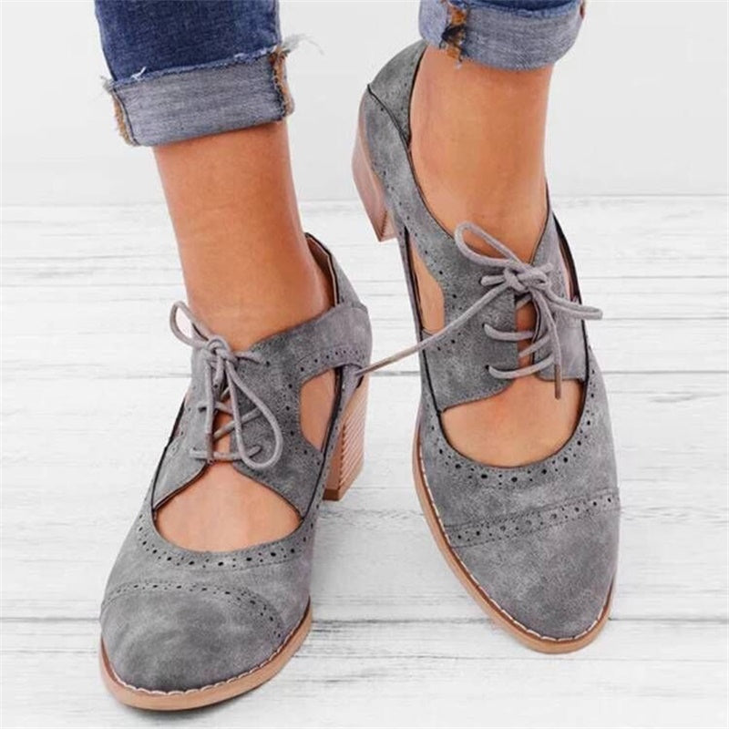 Women's lace-up cutout high-heeled sandals
