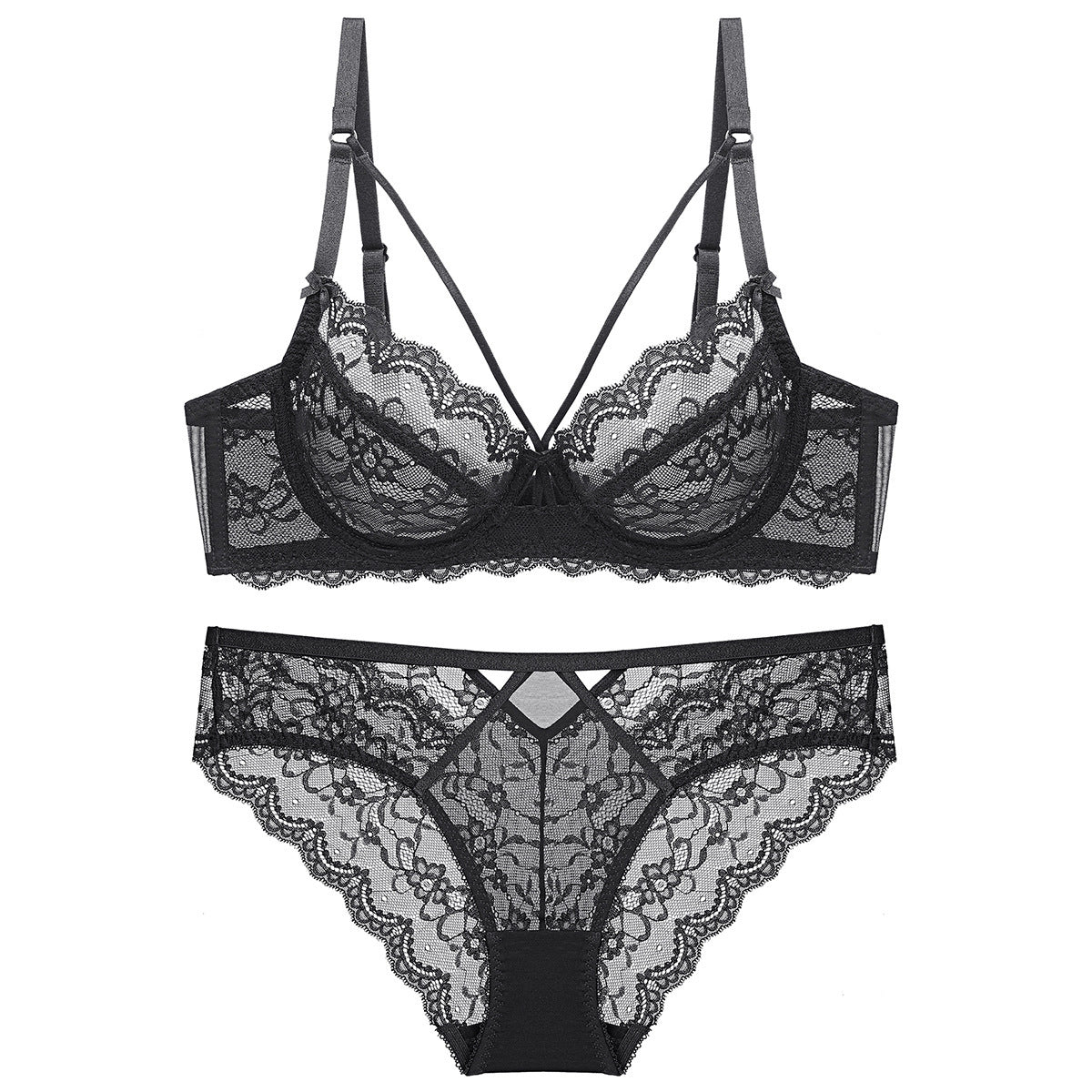 Transparent Ladies Underwear Panties Small Bra Set