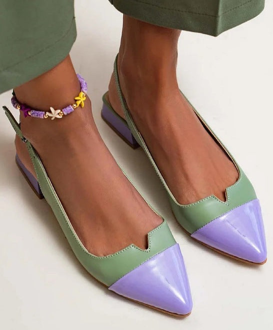 Women's Shoes Pointed Toe Flat Bottom Pumps Color Matching Large Size Low Heel