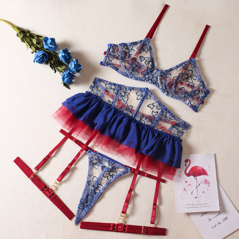 Three-piece Color Matching Mini Skirt Underwear Set