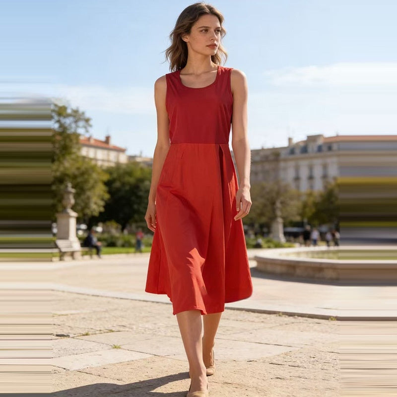 New Womens Fashion Casual Sleeveless A-line Dress
