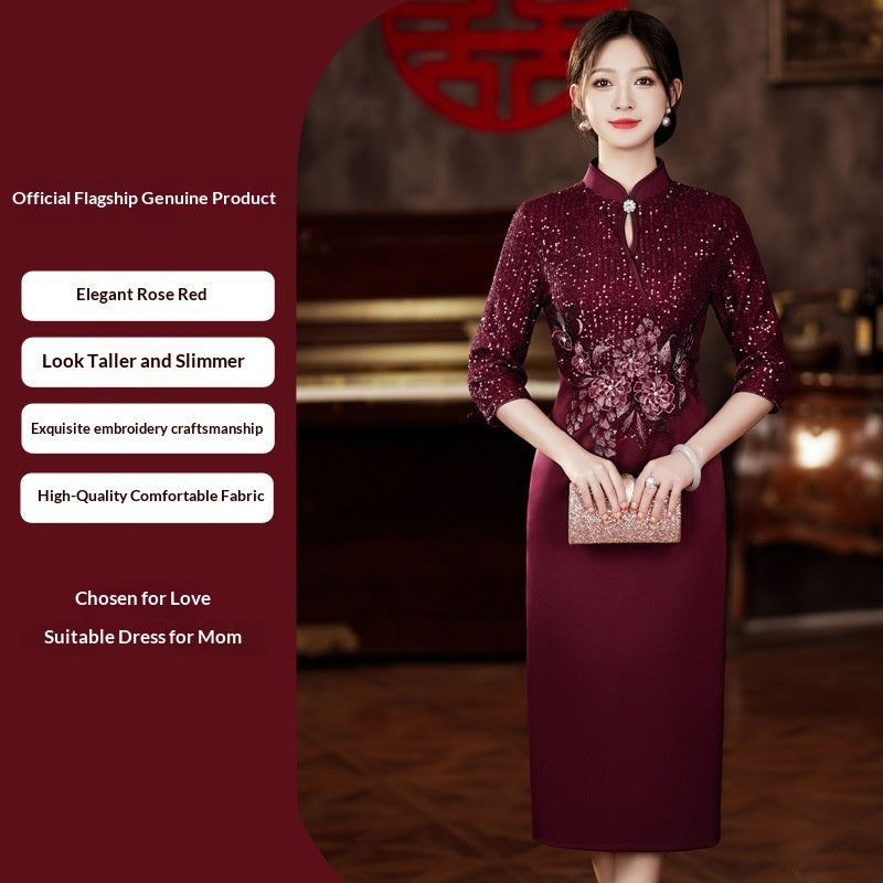 Mom-in-law Outfit Slimming Formal Dress For Weddings And Welcoming Guests
