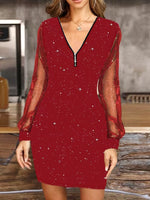 Women's V-neck Sparkling Dress