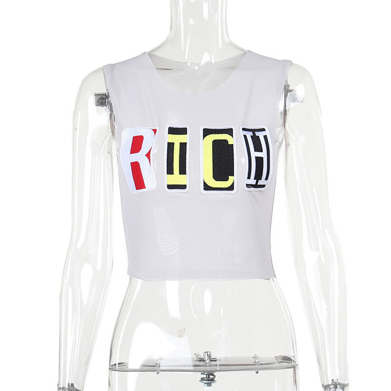 Street Style Women's Hot Girl Slim-fit Letters Vest Top