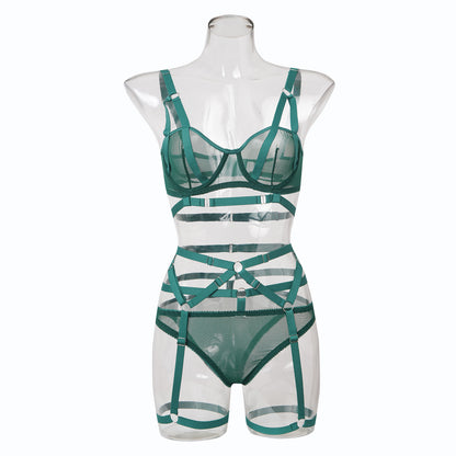 European And American Colors Available Sexy Underwear Garter Strap Body Shaping Three-piece Set