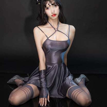 Women's Sling Nightdress Shiny Transparent Underwear