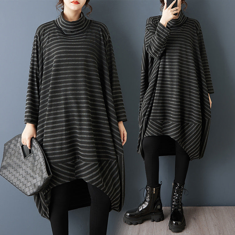 Womens Relaxed, Versatile High-neck Asymmetrical Dress