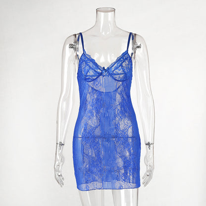 Midnight Temptation Sexy Sling Underwear Lace See-through Lace Bag Hip Pajamas Dress