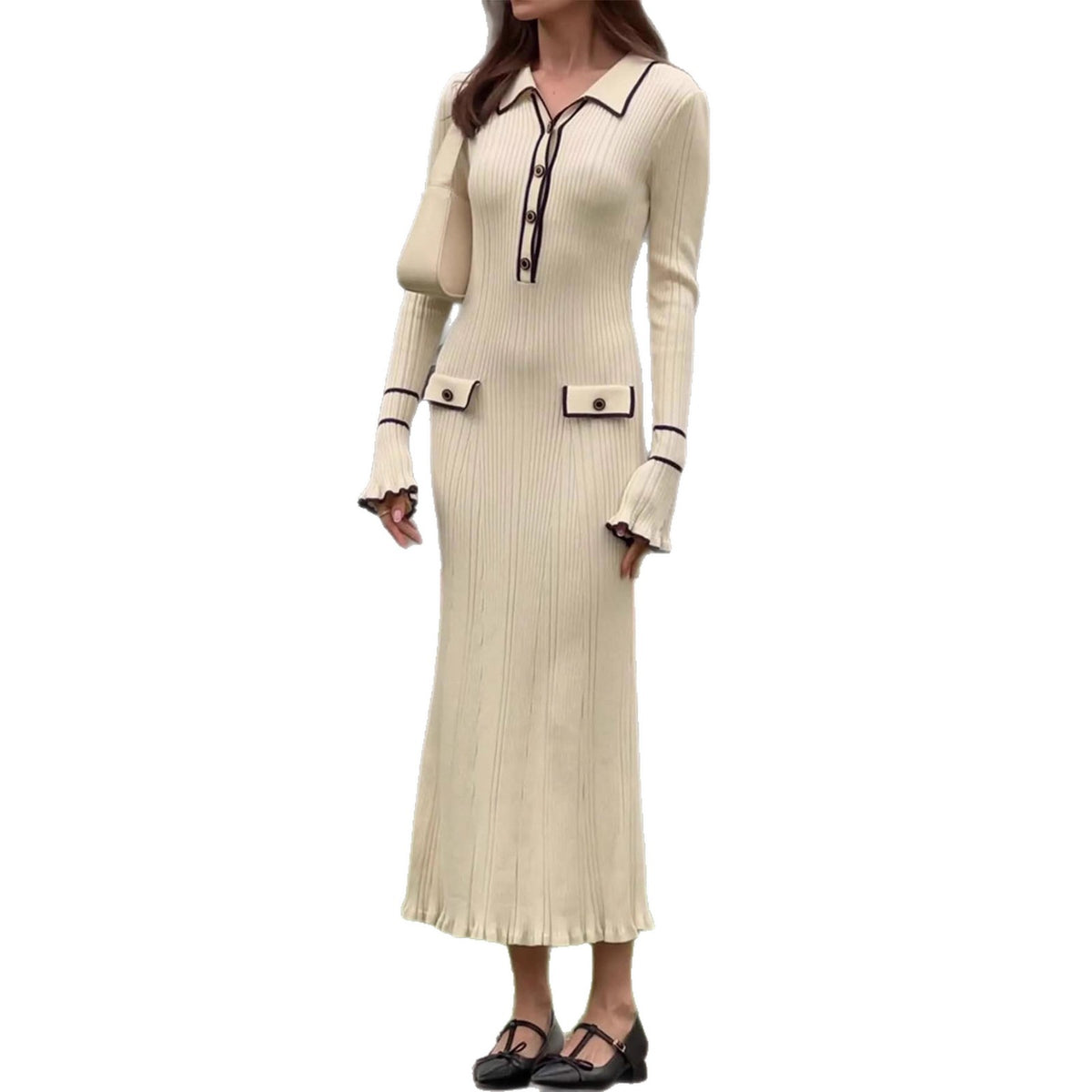 Chanel-inspired Subtly Luxurious Figure-hugging Knit Dress With An Elegant Design