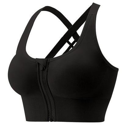 Workout Clothes Sports Running Underwear Bra Female Front Zipper Big Chest Beautiful Vest