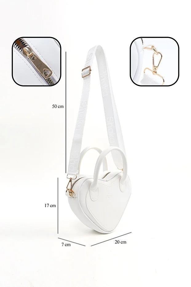 White Heart Faux Leather Bag