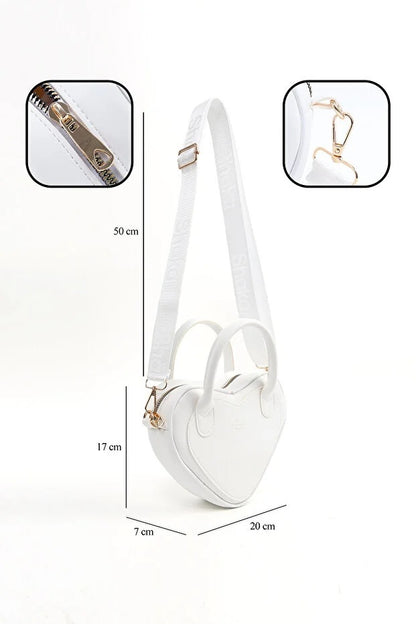 White Heart Faux Leather Bag