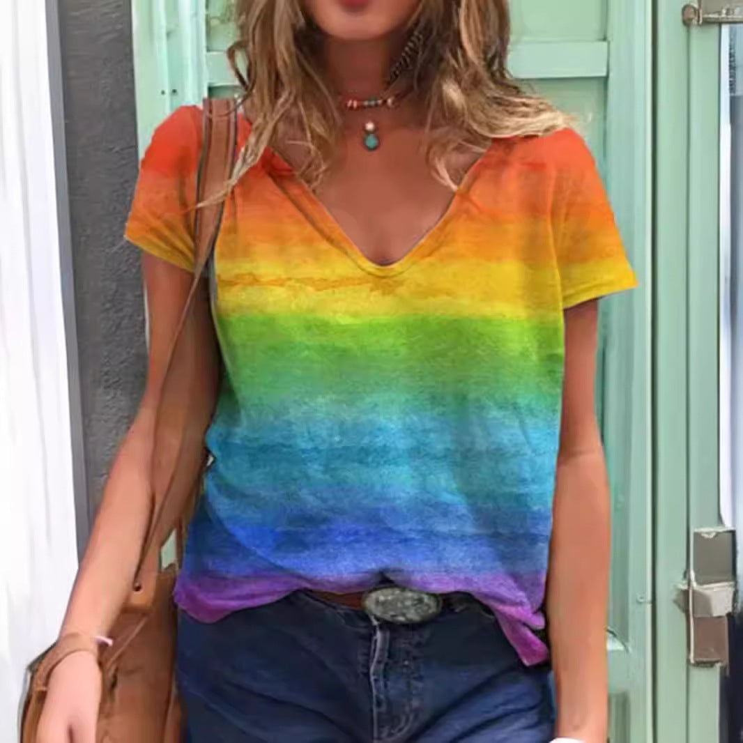 Summer 3D Digital Printing Casual Short-Sleeved T-Shirt Women