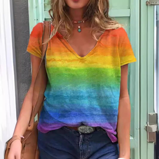 Summer 3D Digital Printing Casual Short-Sleeved T-Shirt Women