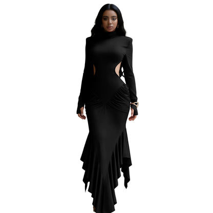 Backless Evening Gown In A Solid Color