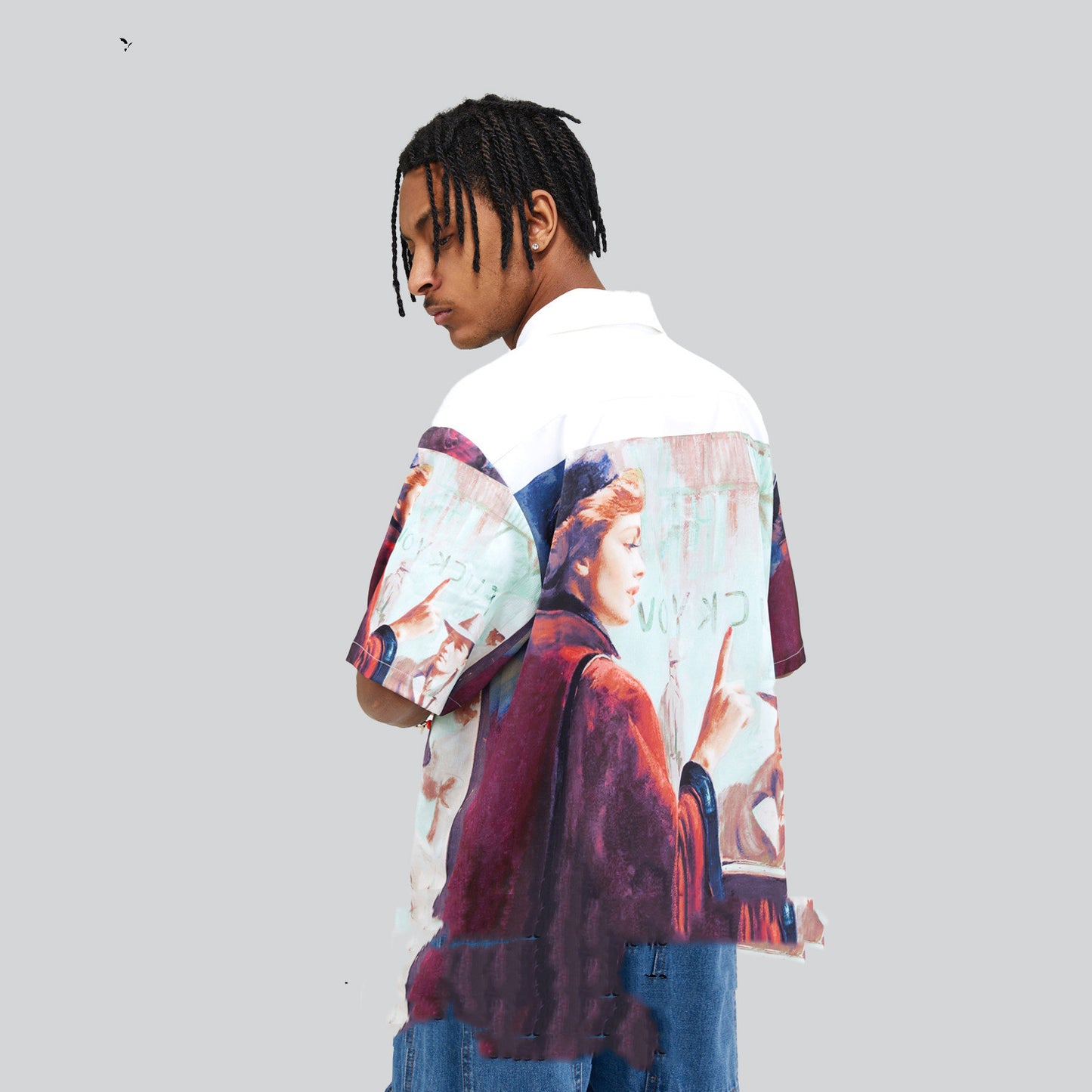Digital Printing Short Sleeve Loose Casual Shirt