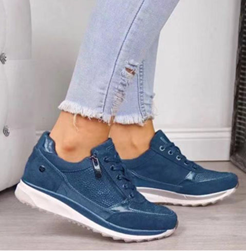 Women's Shoes Fashion Fashion British High-rise Slope With Two-tone Bottom Large Size Casual Shoes