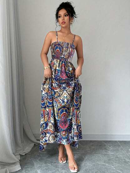 Mid Length Womens Printed Slip Dress
