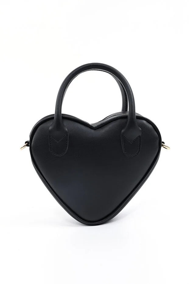 Black Heart Faux Leather Bag