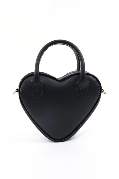 Black Heart Faux Leather Bag