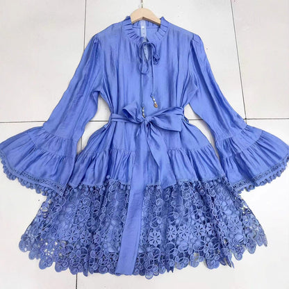 Lace-up Waist-cinching Figure-flattering Water-soluble Lace-up Dress