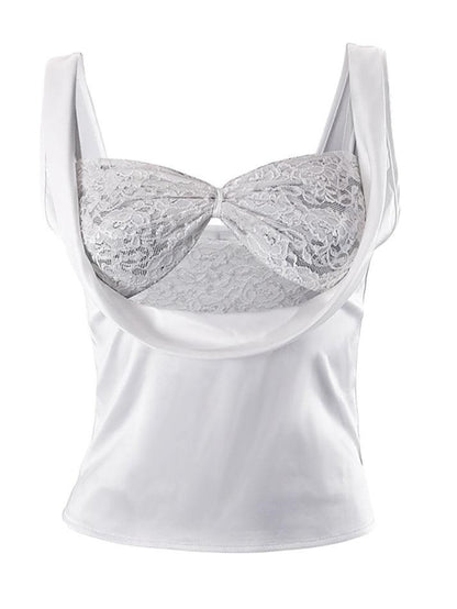 Sleeveless Lace Bra Short Low-cut Top Two-piece Set