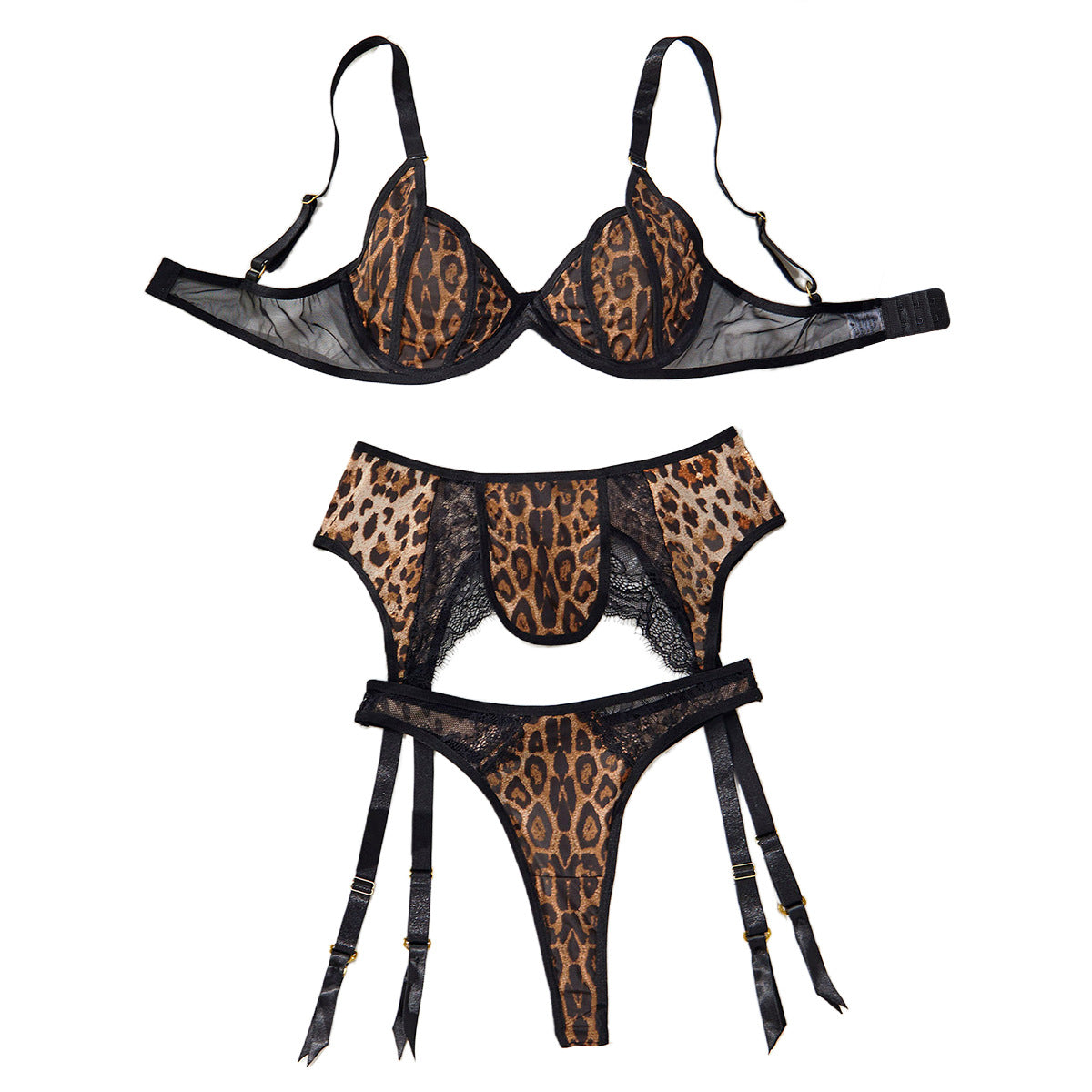 Low-cut Push-up Underwear Three-piece Set