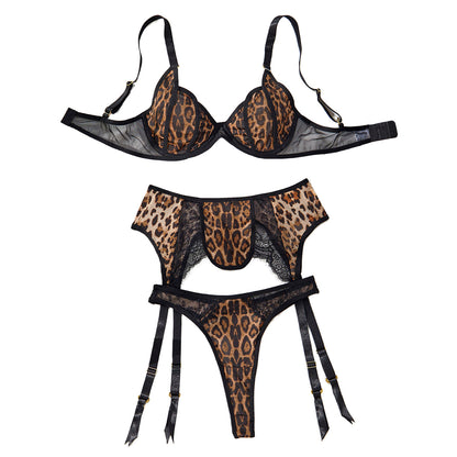 Low-cut Push-up Underwear Three-piece Set