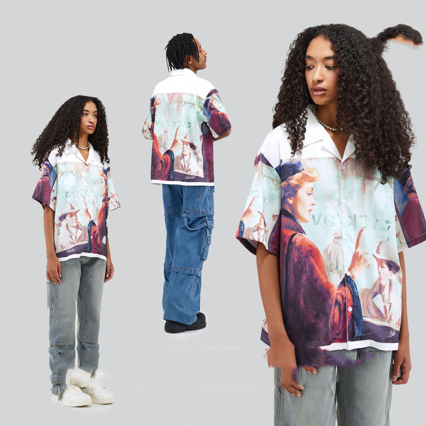 Digital Printing Short Sleeve Loose Casual Shirt