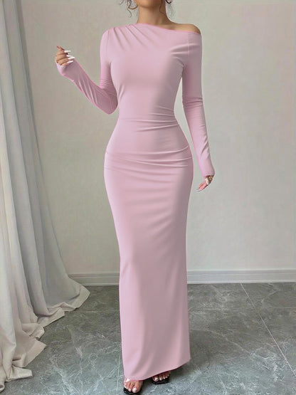 Womens Printed Slim-Fit Long-Sleeve Dress
