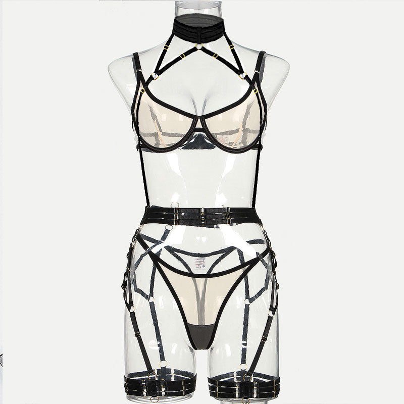 Mesh See-through Sexy Underwear Four-piece Set