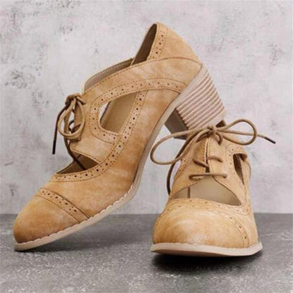 Women's lace-up cutout high-heeled sandals