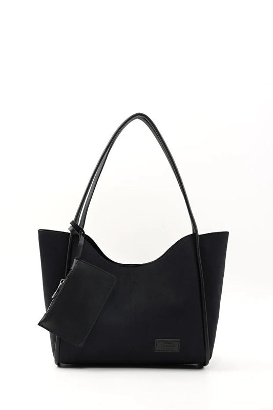 Black Suede Hand And Shoulder Bag