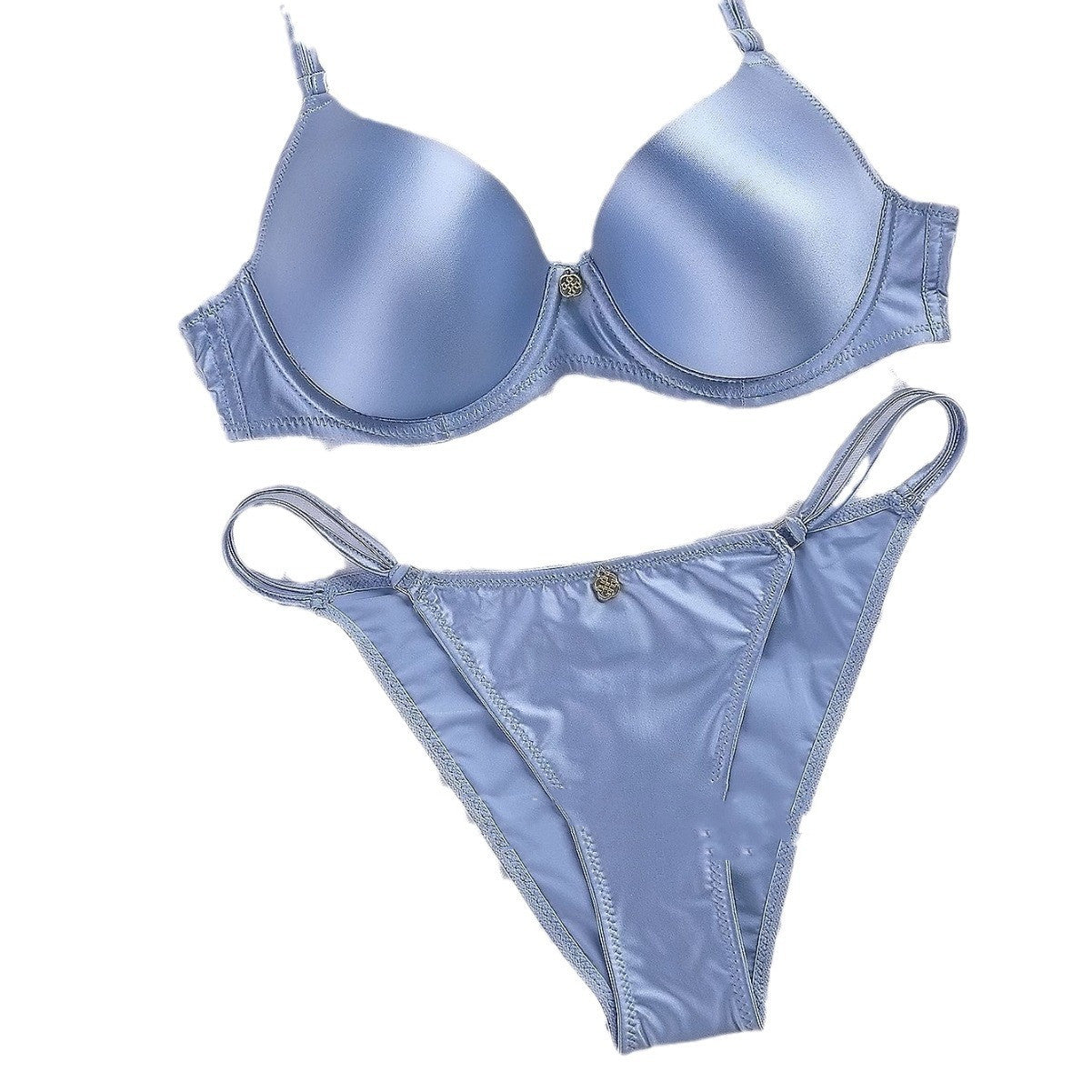 Glossy Satin High-end Underwear Suit Push Up Sexy