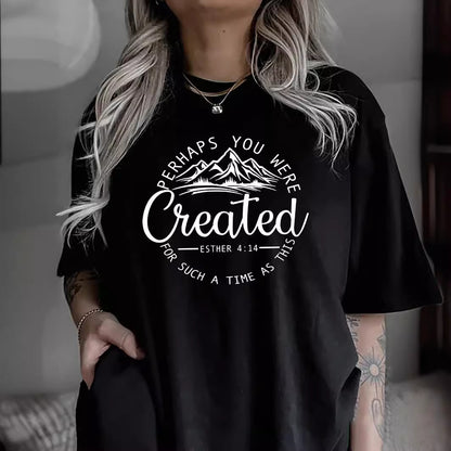 Women's Casual Round Neck Slogan Printed Short Sleeve