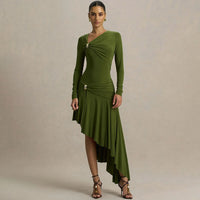 Fashionable Minimalist Asymmetrical Design Womens Long Dress