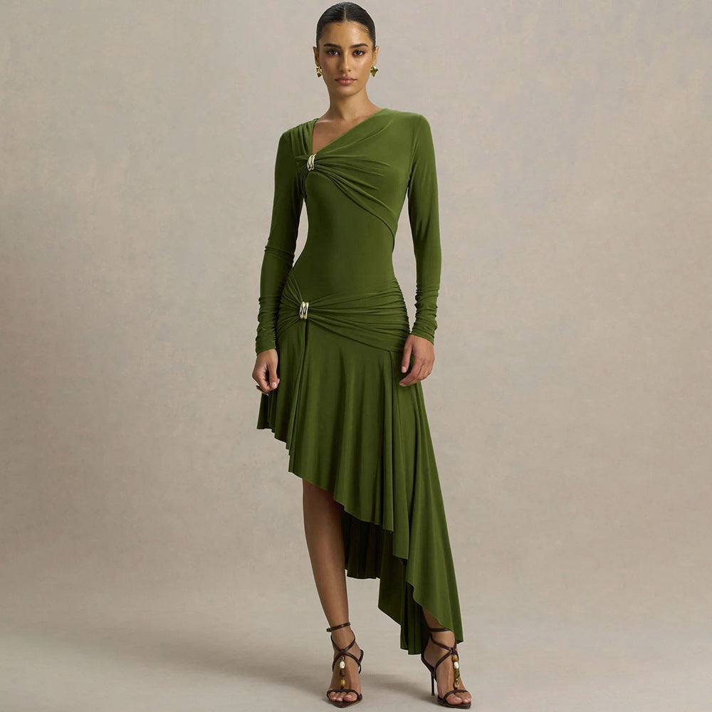 Fashionable Minimalist Asymmetrical Design Womens Long Dress