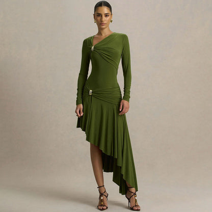Fashionable Minimalist Asymmetrical Design Womens Long Dress