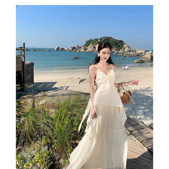 Dopamine Apricot Camisole Dress Womens Wear