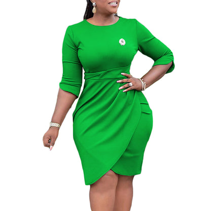 Elegant Sophisticated Pleated Dress In European And American Styles