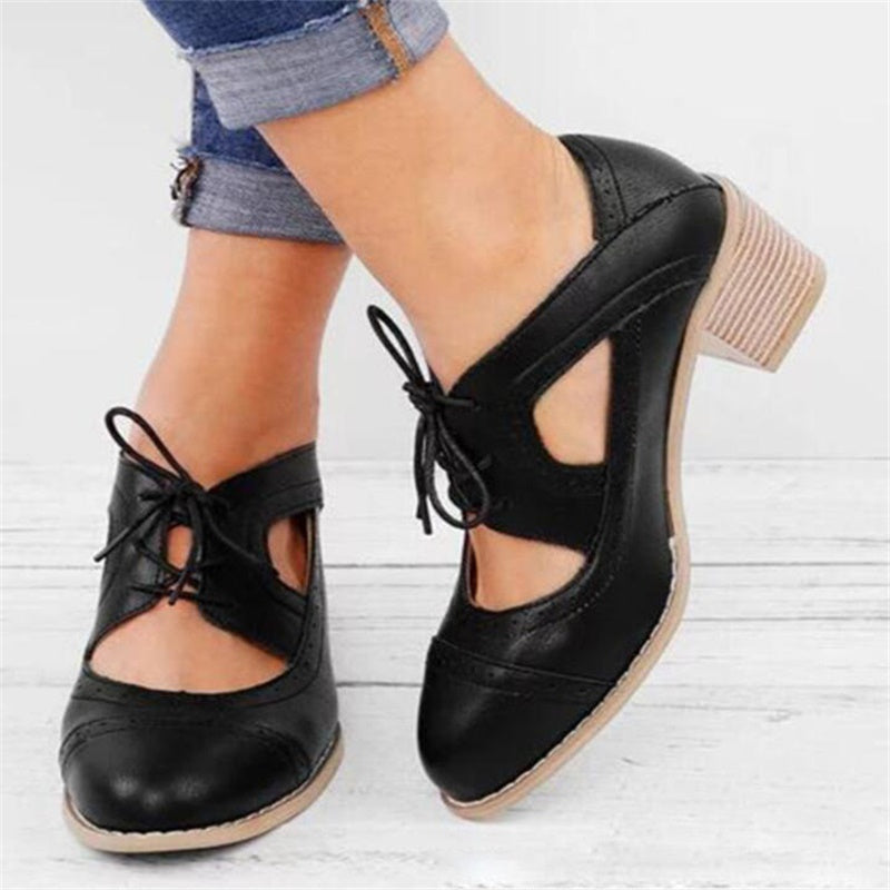 Women's lace-up cutout high-heeled sandals