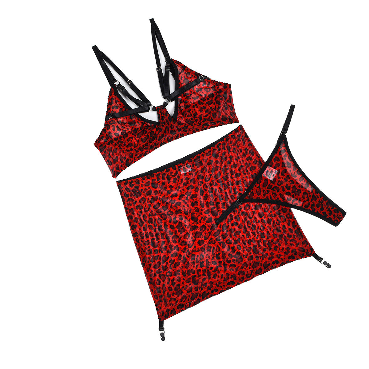 Bandage Push Up Skirt Underwear Three-piece Set