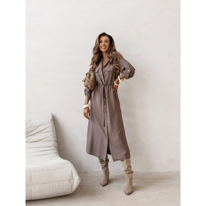 Womens Fashion Casual Lapel Shirt Dress