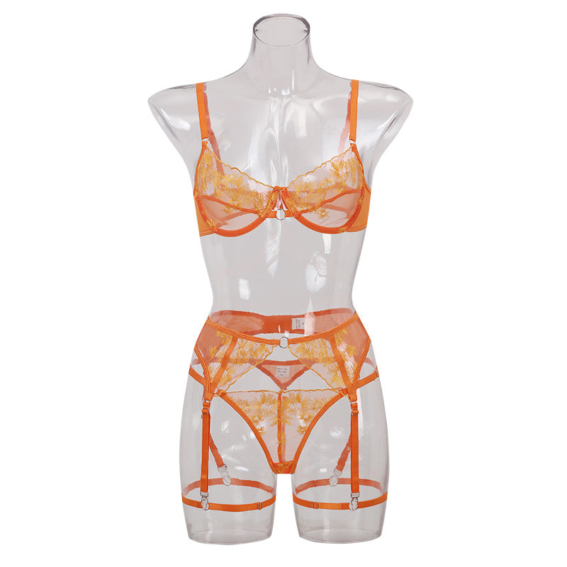 Garter Embroidered Chest Support Body Shaping Split Underwear Suit Ladies