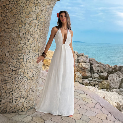 Chic High-waisted Halter Dress For Women  E-commerce Sites
