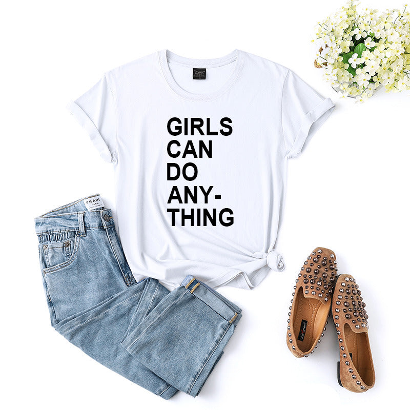 Fashion Casual Letter Print Round Neck Short Sleeve