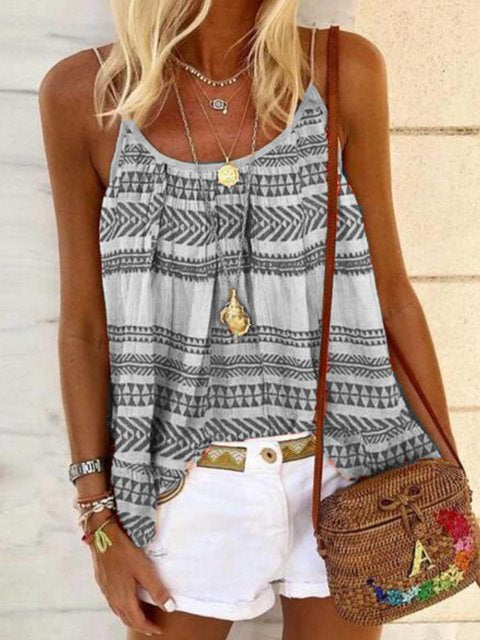 Summer Loose Casual Sexy Geometric Print Camisole