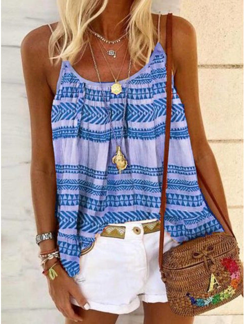 Summer Loose Casual Sexy Geometric Print Camisole